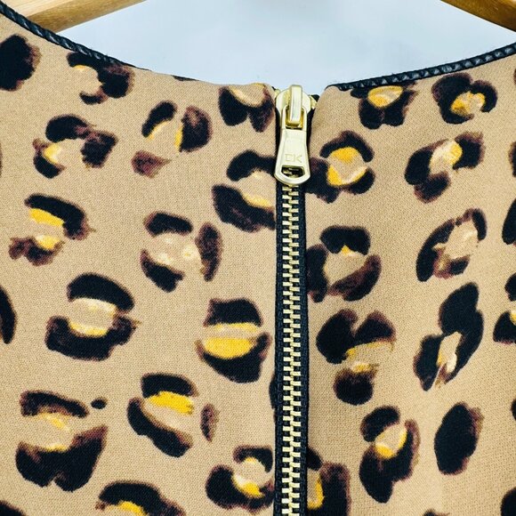 Donna Karan Womens Brown Tan Leopard Print Crew Neck Long Sleeve Zip Dress 12 - Picture 7 of 13